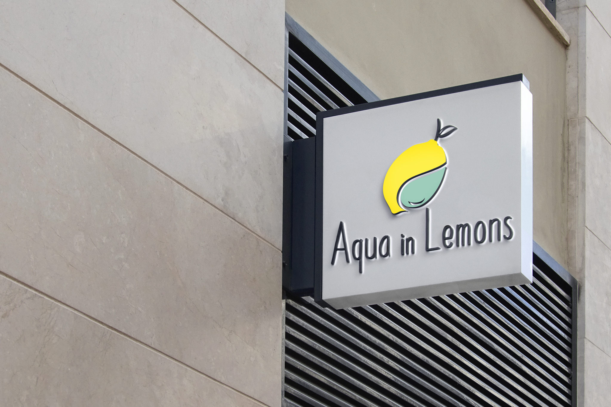 Aqua in lemons sign