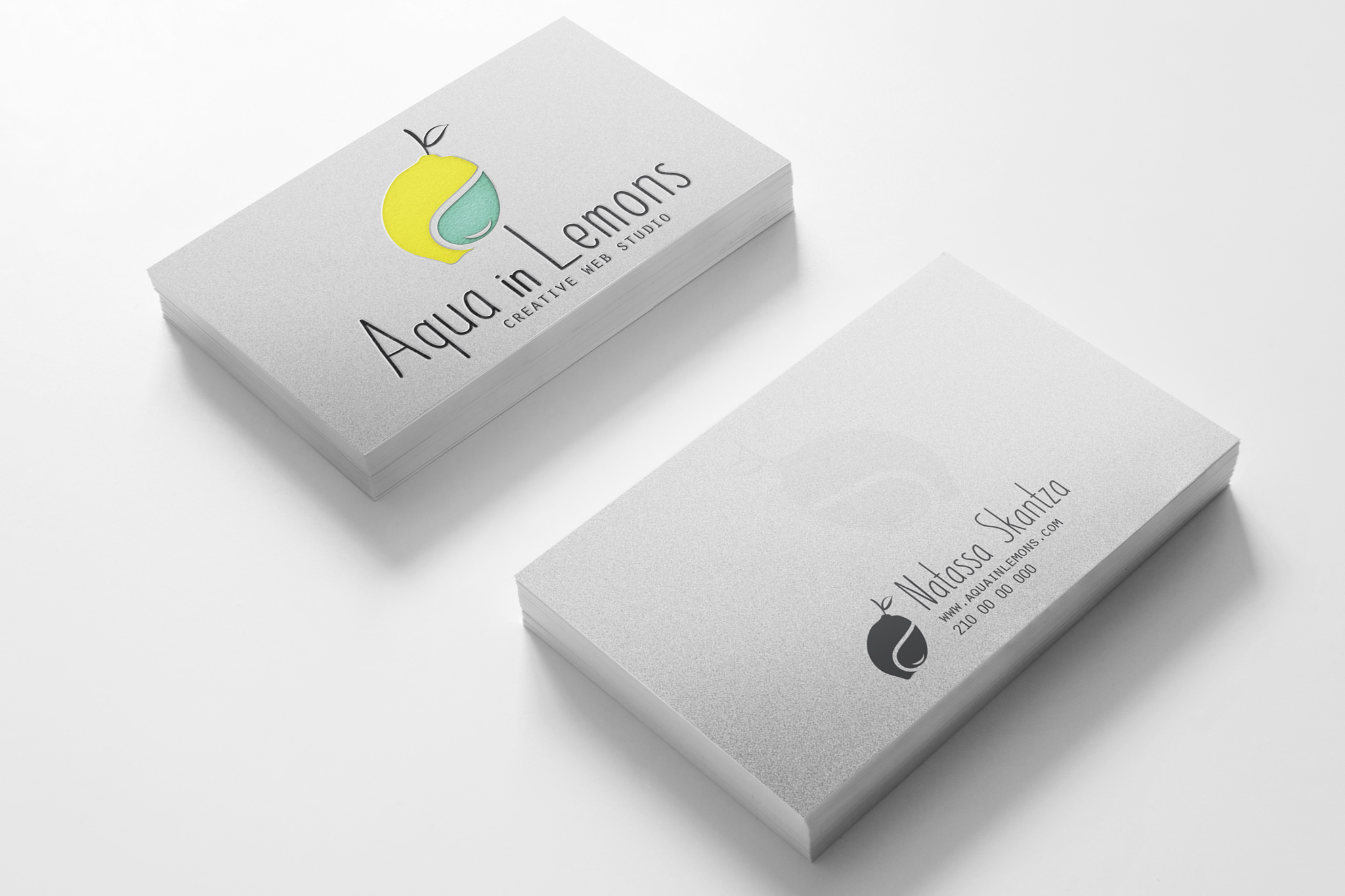 Aqua in lemons business cards